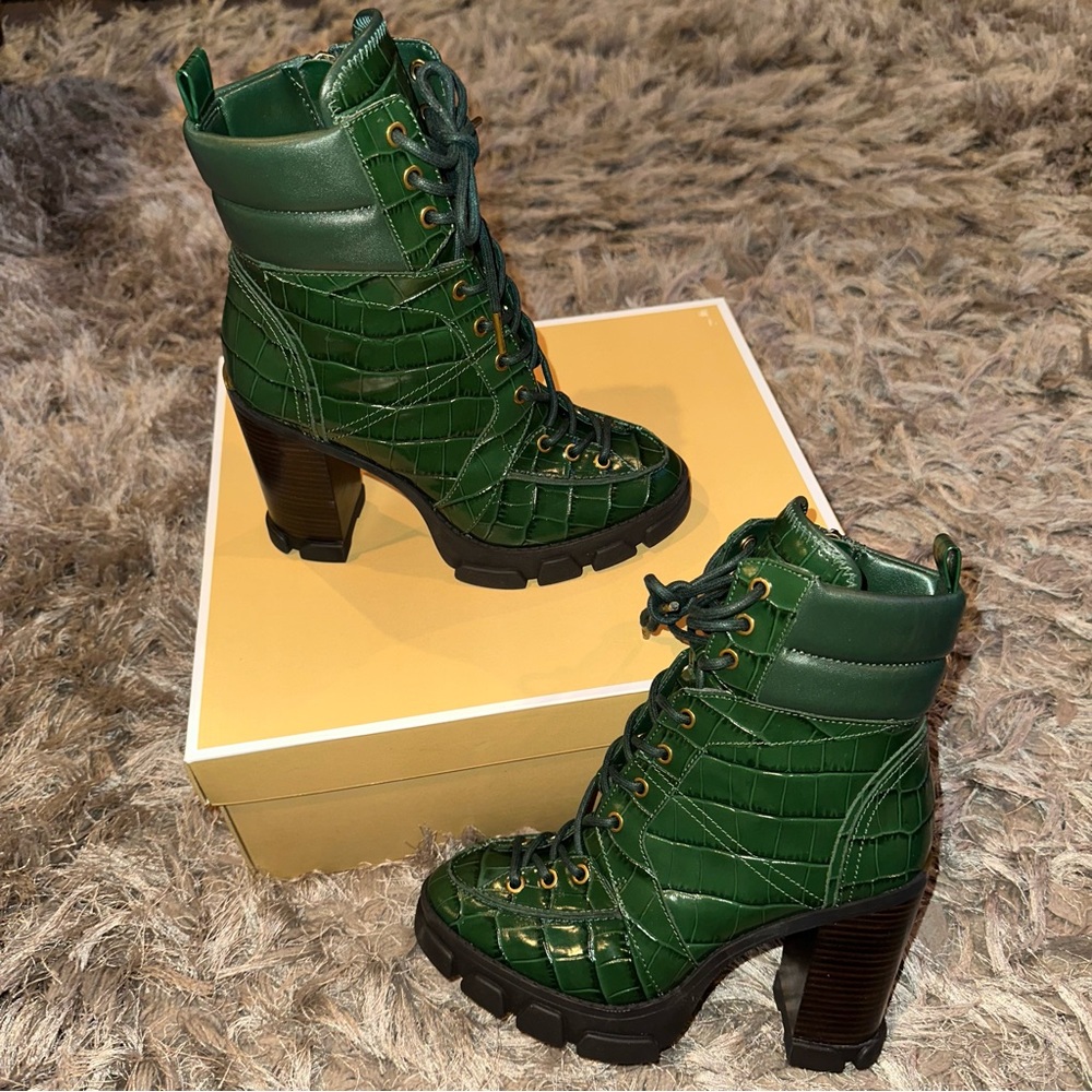 Michael Kors Ridley Lace Up Bootie - Embossed Croc Leather